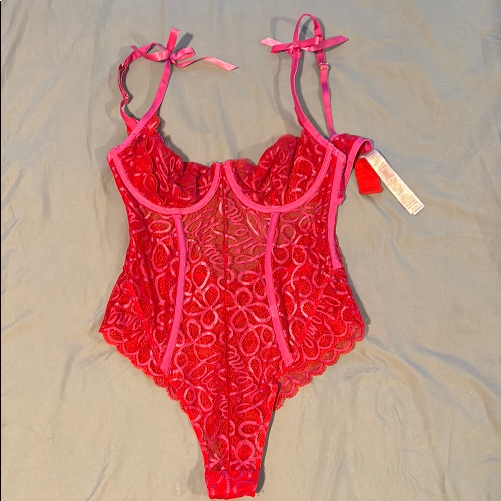 Savage X Fenty Red Lace Bodysuit